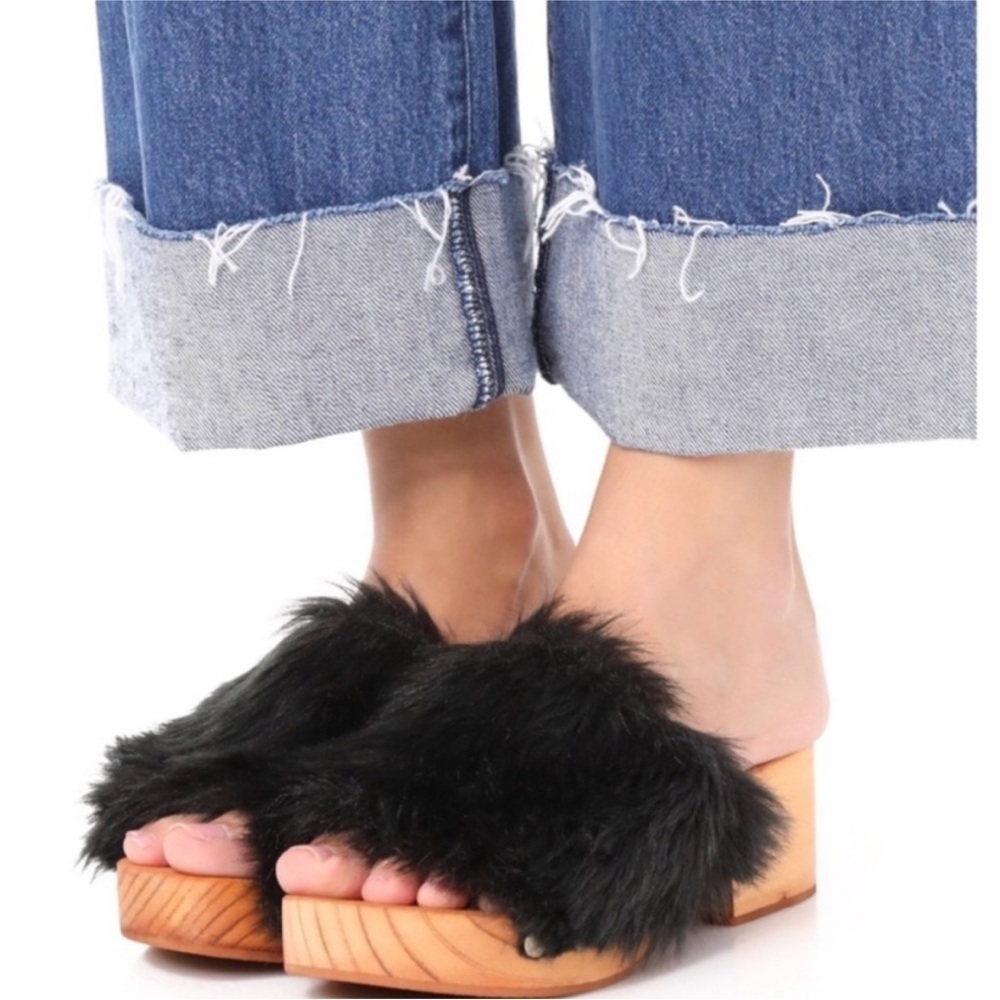 Free People Black Faux Fur Sonnet Clogs